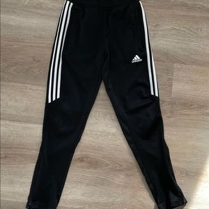 Adidas boys Tiro track pants black with white stripes